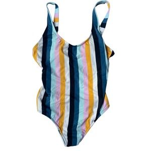 VTG Multicolor Striped One-Piece Swimsuit